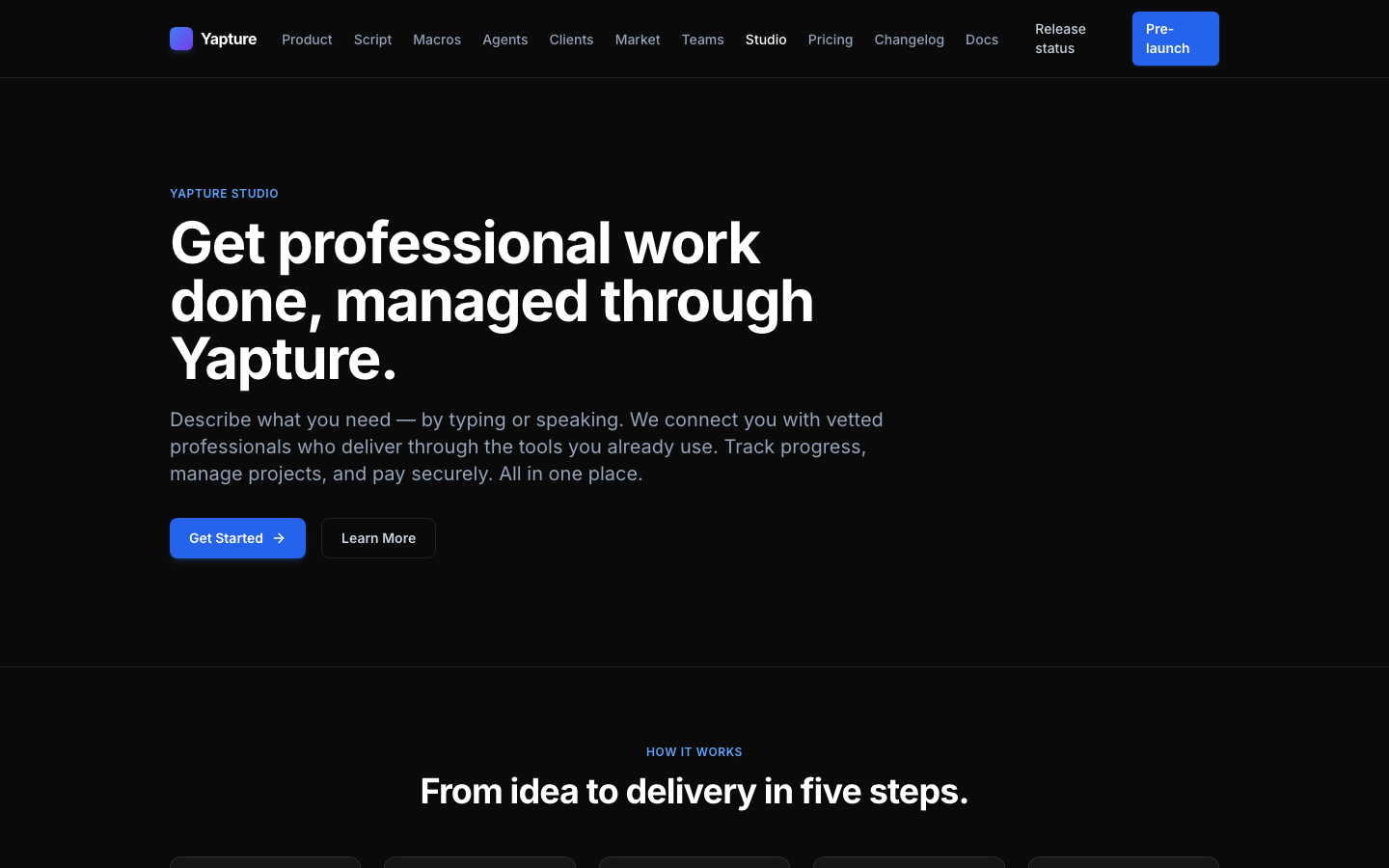 Yapture Studio page